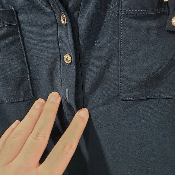 PerSeption Concepts Navy Blue Womens XL Short Sleeve BLOUSE - Picture 8 of 8